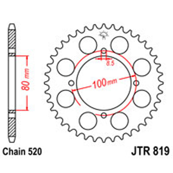 JT JT Rear Sprockets R/W 819/2-41T 8 & 10mm F.H. SUZ